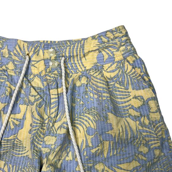 Free People Island Shorts Hawaiian Tropical Mango Blue Yellow Womens 0 - Picture 5 of 8
